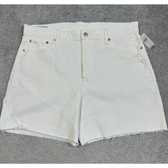 Gap Shorts Womens 16 White Cheeky Midi High Rise Stretch Button Fly NWT - Picture 1 of 12